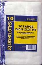 1 x Pack 10 x Large White Kitchen Dishcloths Red/Blue Border