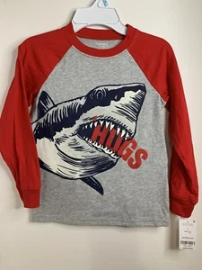 Carter’s KID Hugs Shark Size 5 (38.5-43 lb) Long Sleeve Graphic T-Shirt - Picture 1 of 5