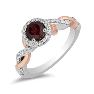 1Ct Red Round Cut Garnet Engagement Wedding Ring In Solid 925 Sterling Silver - Picture 1 of 4