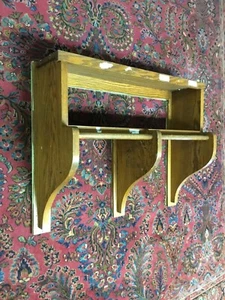 ANTIQUE VTG OAK LARGE SCHOOL HAT COAT HOOK RACK HANGING SHELF INDUSTRIAL 3 AVAIL - Picture 1 of 12