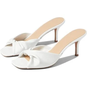 Veronica Beard Melli Snow Leather Mule Stiletto Heel Twisted Strap Bridal 5M - Picture 1 of 13