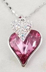 Collar de corazón incrustado San Valentín Corazón sobre AB - Imagen 1 de 4