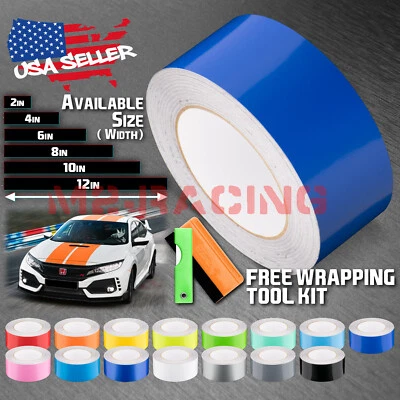 Envoltura de vinilo de rayas de carreras de color brillante para Honda Civic pegatina a rayas 25 ft/50 ft Foto 1 de 4