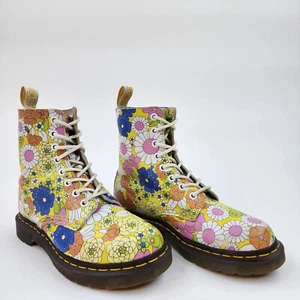Dr. Martens Pascal Damen-Stiefelette Größe 6 Gänseblümchen Blumen Schmetterling gelb Leder - Bild 1 von 9