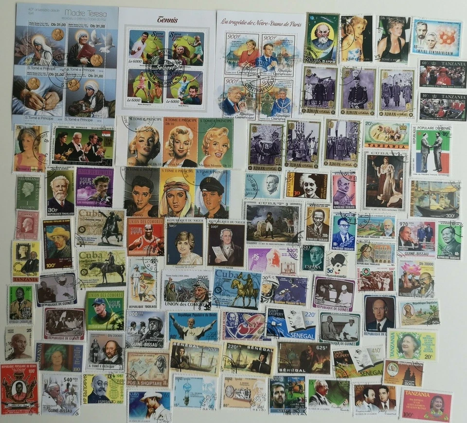 Colección de estampillas de personas/celebridades famosas - 100 a 1000 estampillas diferentes  Foto 1 de 1