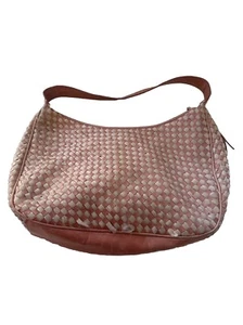 Nuovedive Hobo Schultertasche geflochten Leder rosa beige geflochten Boho Style Handtasche - Bild 1 von 6
