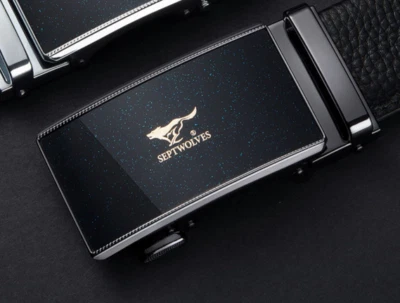 Septwolves Hombres Cinturón Cuero Vaca Bloqueo Automático Hebilla Negro 711197280 Foto 1 de 4