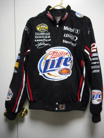 JH Design NASCAR Nextel Series Miller Lite Kurt Busch #2 Signed Jacket, sz L Cover