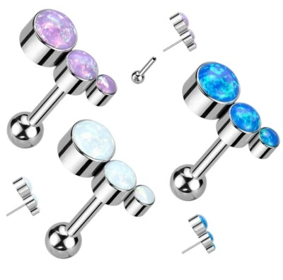 Barra de cartílago hélice caracola tragus perno titanio sin rosca ópalo Foto 1 de 4