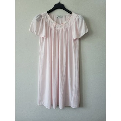 Miss Elaine Pink Ling Night Gown Nylon Floral Sz P small Vtg - Image 1 of 4