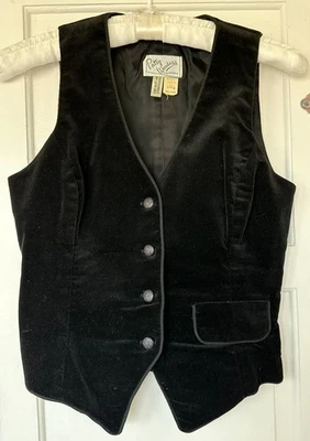 Vintage 70's 80's Black Velvet PATTY WOODARD Vest Size 7/8 Button Up - Image 1 of 4