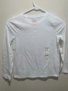 Girl’s size M(8) Cat & Jack Long Sleeve White T Shirt NWT Flawed 0090 - Picture 1 of 12