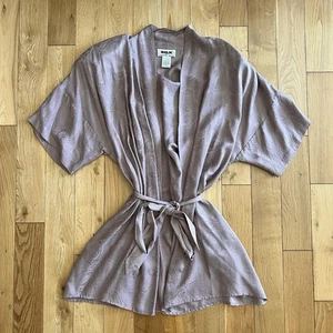 Vintage Silx August Seide Kimono Kurzarm Morgenmantel Paisley Lila Größe M - Bild 1 von 8
