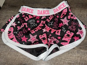Justice size 7 pink Black White Sports dance love shorts - Picture 1 of 6