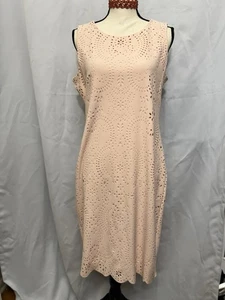 NWT Calvin Klein Laser Cut Out Sleeveless Dress Blush Pink Size 12 Round neck - Picture 1 of 10