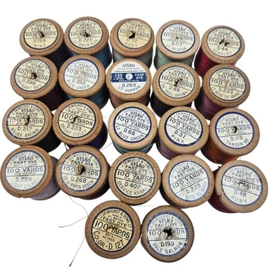 Sylko Dewhurst Wooden Cotton Thread 22 Reels + storage List  Of numbers - Image 1 of 4