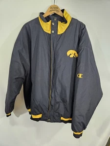 Vintage Iowa Hawkeyes Champion Stepp Puffer Jacke Herren XXL Schwarz Gelb - Bild 1 von 7
