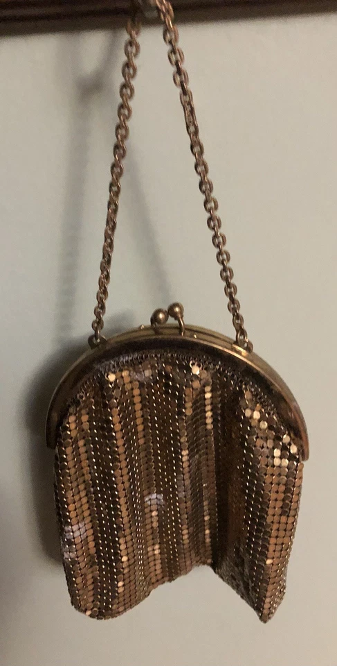 Bolsa de noite vintage lantejoulas douradas OROMESH embreagem beijo trava pequena bonita - Imagem 1 de 4