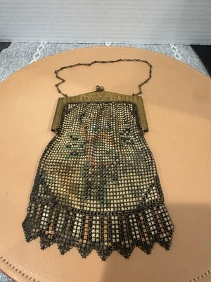 Cartera antigua años 20 30 Whiting & Davis malla esmalte aleta VER FOTOS Foto 1 de 4