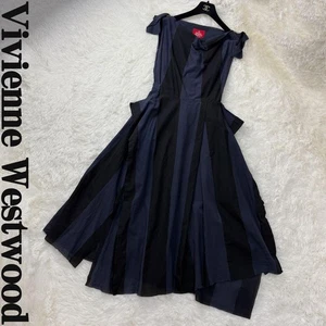 Vivienne Westwood Transformed Orb Navy Black Stripe Dress HTF Size 00 JP - Picture 1 of 6