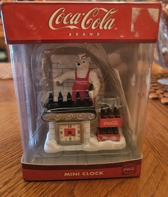 COCA COLA MINI CLOCK With POLAR BEAR NEW IN BOX COKE M.Z.BERGER COLLECTIBLE  - Image 1 of 4