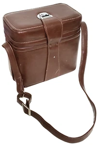 Vintage Leather Camera Bag Hong Kong - 24 x 22 x 12 - Adj. Strap + Button Clasp - Picture 1 of 12