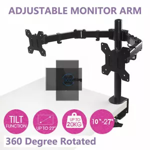 Dual HD LED Screen Desk Mount Monitor Stand 2 Arm Display Bracket LCD TV Holder - Picture 1 of 10