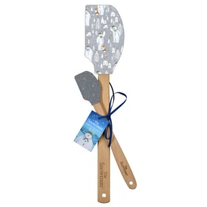 The Snowman Set of 2 Spatulas - Alpine Adventure Festive/Christmas Silicone/Wood - Picture 1 of 1