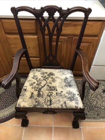 Antique 19th Century Chippendale Dining Knuckle Arm Chair Cover