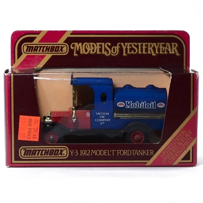 Matchbox Yesteryear 1912 Model T Ford Tanker Truck Mobil Oil Blue Y-3-4 1985 - Image 1 of 4