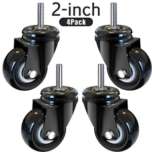 4x 2-inch Rubber Casters Heavy Duty Safety Brake Wheels For Wire Shelving Rack - Picture 1 of 8