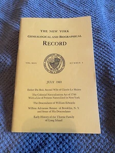 New York Genealogical and Biographical Record, Vol 94, Number 3, July 1963 - Picture 1 of 1