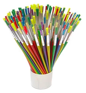 Tub of 144 Coloured Paint Brushes Childrens Art Craft Painting Kids School Pack - Picture 1 of 6