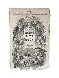 1865 June GODEY'S LADY'S BOOK MAGAZINE **COVER ONLY** FASHION ILLUSTRATIONS - Picture 1 of 1