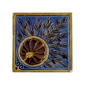 Antique Majolica 4" Tile JOSEPH CLIFF & SONS c1880 Arts & Crafts Burmantofts Int - Picture 1 of 3