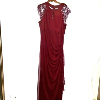 Betsy & Adam Sheer Matte Jersey Keyhole Long Dress Ruched on Side/Back-Size 22W - Image 1 of 4