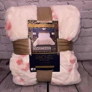 Rachel Roy Rosa Zuckerstange Weihnachten Full Queen Decke Kunstfell 90x90 Rarität - Bild 1 von 3