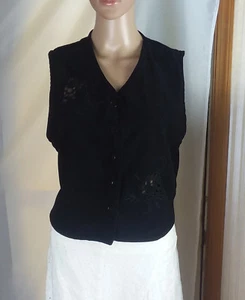 Rough Rider By Circle T Women's Vest Size S Black  Cutout Floral Embroidery  - Picture 1 of 5
