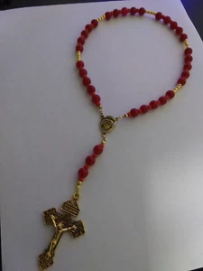 CORONILLA de Sangre Preciosa Jesucristo Oro Perdón Crucifijo Oración Instrucciones - Imagen 1 de 8