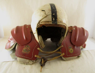 VINTAGE FRANK LEAHY SHOULDER PADS RARE+ HELMET - Image 1 of 4