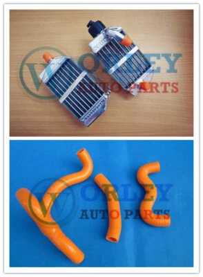 Radiador apto KTM 50 SX SXS MINI LC 50cc 49cc 2012-2020 izquierda derecha y manguera naranja Foto 1 de 4