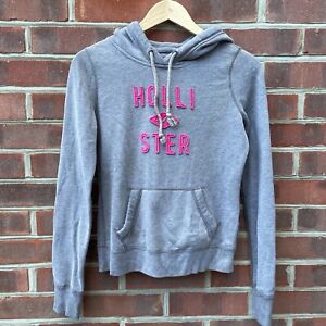 HOLLISTER Hoodie Grey Size UK XS X-Small Womens Hooded Sweatshirt Pullover