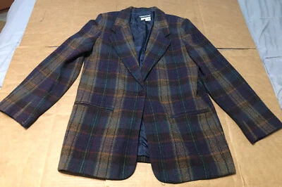 Blazer de lana vintage SAVANNAH con hombreras, bolsillos - cuadros - talla 12 Foto 1 de 4