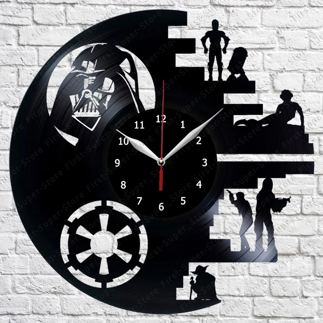 Star Wars Darth Vader R2-D2 Vinyl Record Wall Clock Fan Art Decor 12'' 313 - Image 1 of 4