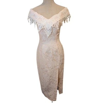 Vestido Formal Vintage Jessica McClintok/Gunne Sax Encaje Jacquard Talla 9/10 Foto 1 de 4