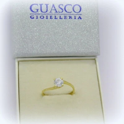 Anello solitario in oro giallo 18 ct centro zircone - Immagine 1 di 3