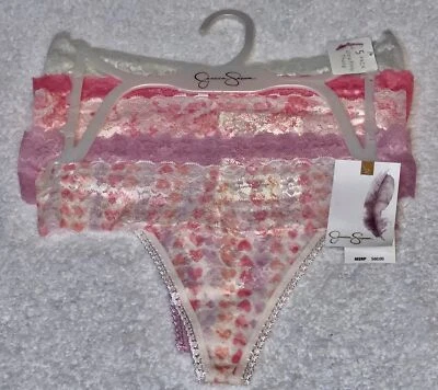 Paquete de 5 bragas clásicas de encaje rosa gris lavanda Jessica Simpson para mujer S Foto 1 de 4