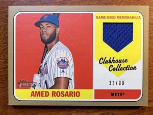 2018 Topps Heritage Amed Rosario Clubhouse Collection Jersey Gold #d 33/99 Mets - Picture 1 of 2