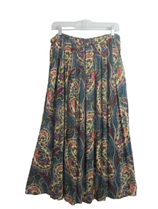 De Colección Herman Geist Mujer 16 Azul Teal Púrpura Floral Paisley Falda Cintura 32" Grande - Imagen 1 de 10