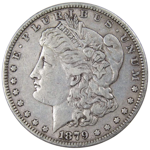 1879 Morgan Dollar VF Very Fine 90% Silver $1 US Coin Collectible Cover